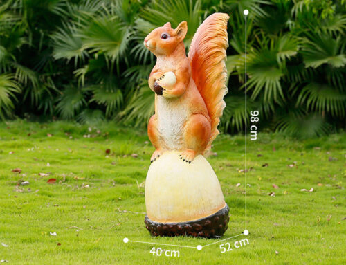 Outdoor Squirrel Statue Sitting on Pine Nuts