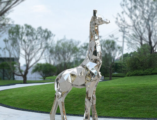 Large Outdoor Stainless Steel Giraffe Statue