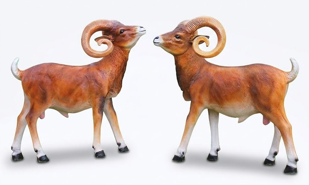 Life-Size Big Horn Sheep Statue Ram Garden Sculpture