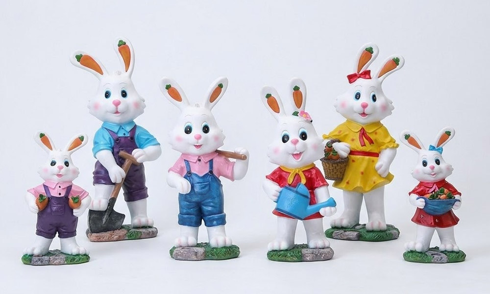 Whimsical Gardening Rabbit Statues Bunny Figurines