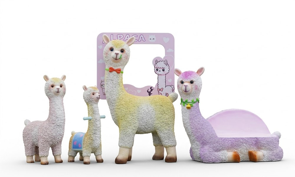 Whimsical Alpaca Garden Statues | Outdoor Fiberglass Animal Sculptures for Parks Cute Alpaca Family Statue Set | Durable Weatherproof Lawn Ornaments Large Alpaca & Llama Garden Decorations | Colorful Outdoor Animal Art Alpaca Sculpture Garden Bench | Decorative Outdoor Seating for Kids Interactive Alpaca Photo Prop Statue | Commercial Grade Park Decoration Life-Size Alpaca Family Statues with Photo Frame Prop for Outdoor Events Modern Fiberglass Alpaca Garden Ornaments | Set of 4 Colorful Sculptures Pastel Alpaca Lawn Statues | High-Quality Resin Garden Art for Nurseries Custom Alpaca Outdoor Decor | Large Animal Statues for Landscape Design