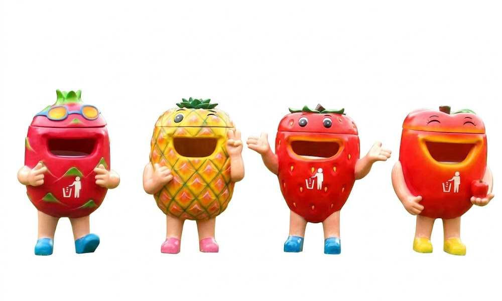 Fiberglass Fruit & Vegetable Character Outdoor Trash Bins