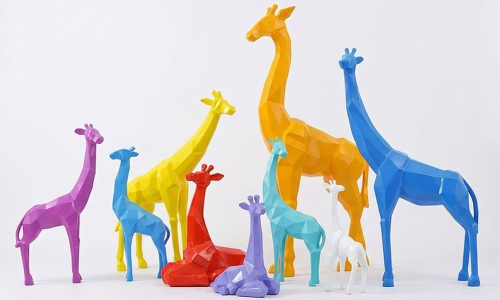 Modern Low-Poly Giraffe Garden Sculpture Large Colorful Art