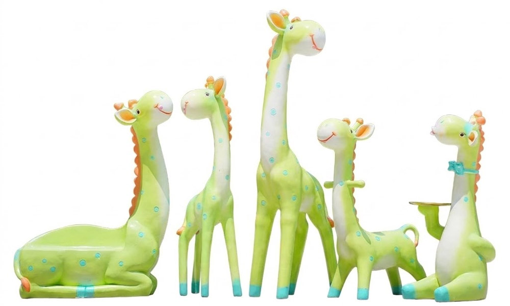 Vibrant Giraffe Art Statues Whimsical Garden Sculptures