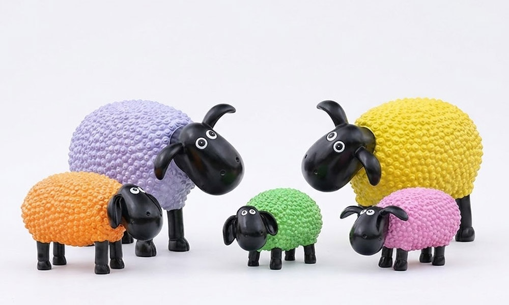 Whimsical Garden Sheep Statues Colorful Resin Lamb Sculptures