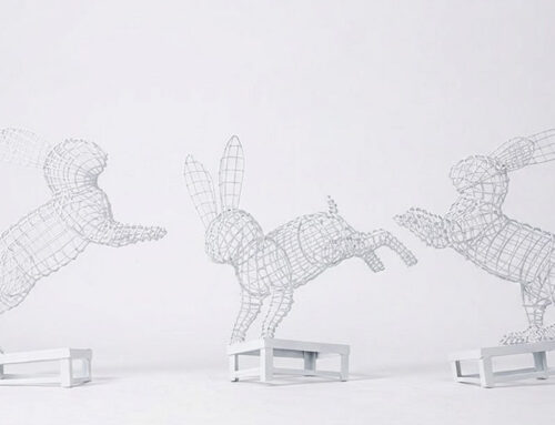 Modern Wire Rabbit Garden Sculptures Outdoor Decor