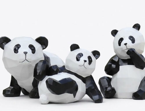 Modern Geometric Panda Garden Statues for Outdoor