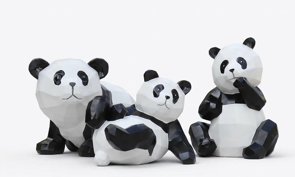 Modern Geometric Panda Garden Statues for Outdoor
