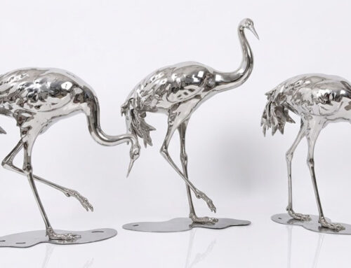 Modern Stainless Steel Heron & Crane Sculptures