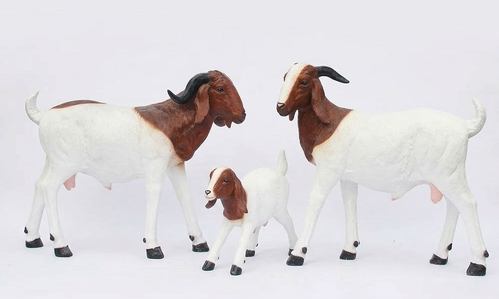 Realistic Boer Goat Sculptures for Outdoor Farm Parks