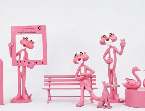 Instagrammable Pink Panther Photo Prop Statues