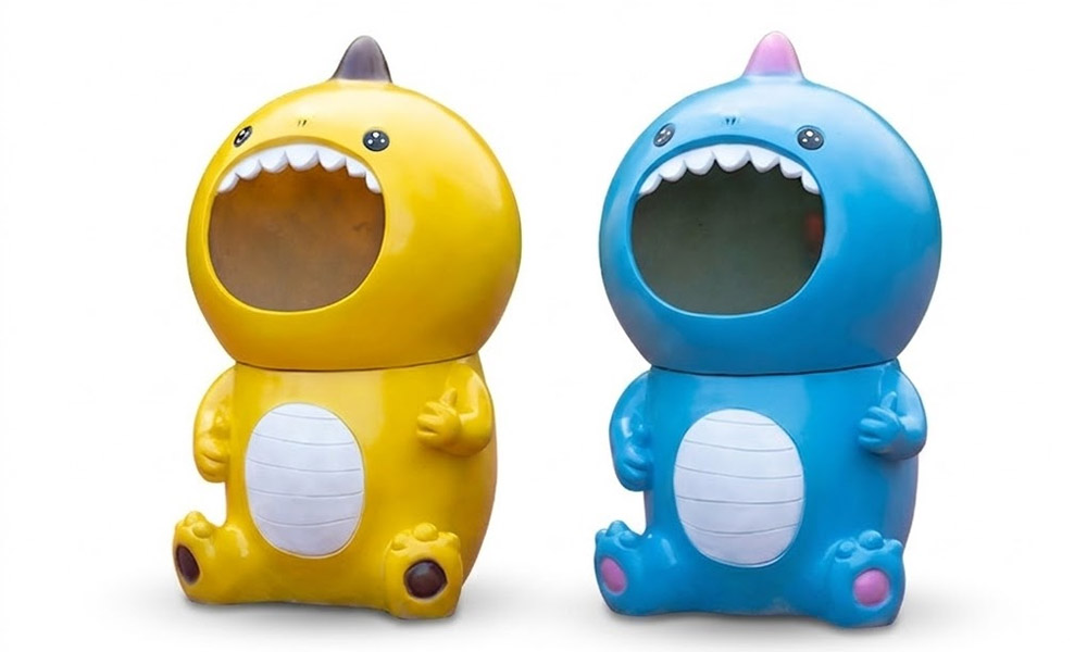 Playful Dinosaur Outdoor Trash Can for Schools and Kids’ Parks