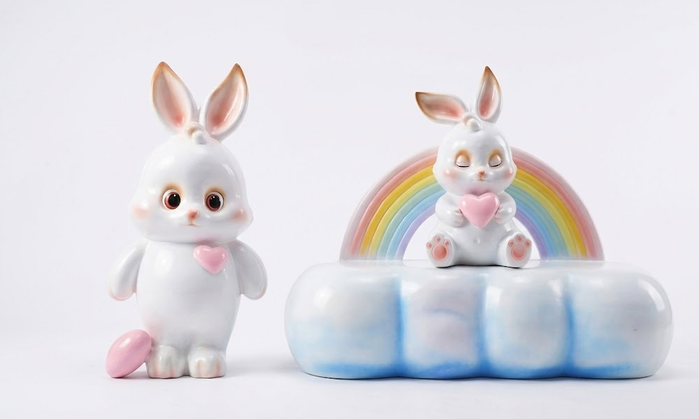 Cartoon Bunny Sculpture Cute Rabbit Garden Bench