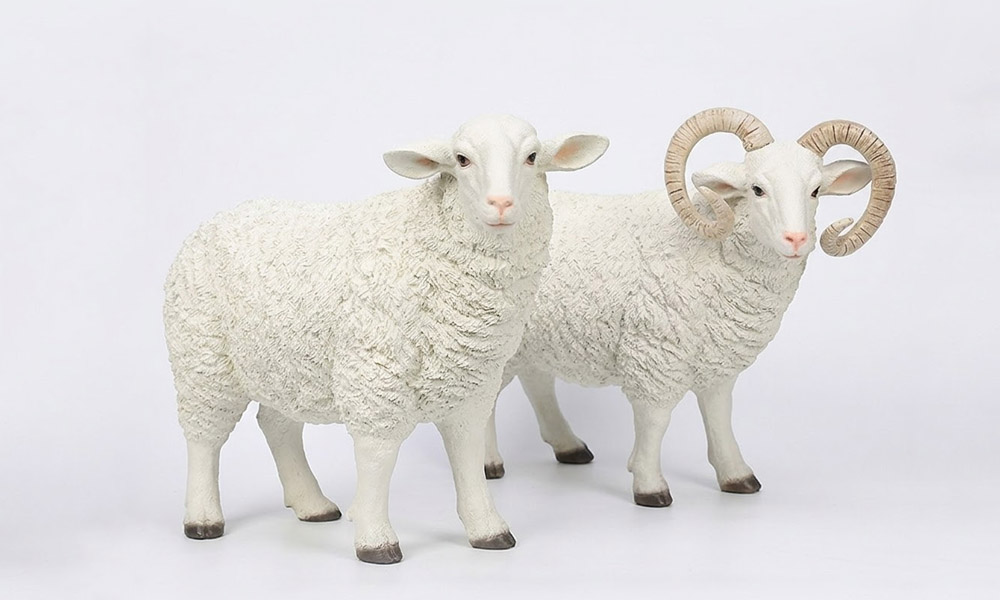Life-Size Sheep & Lamb Garden Statues Realistic Animal Sculptures