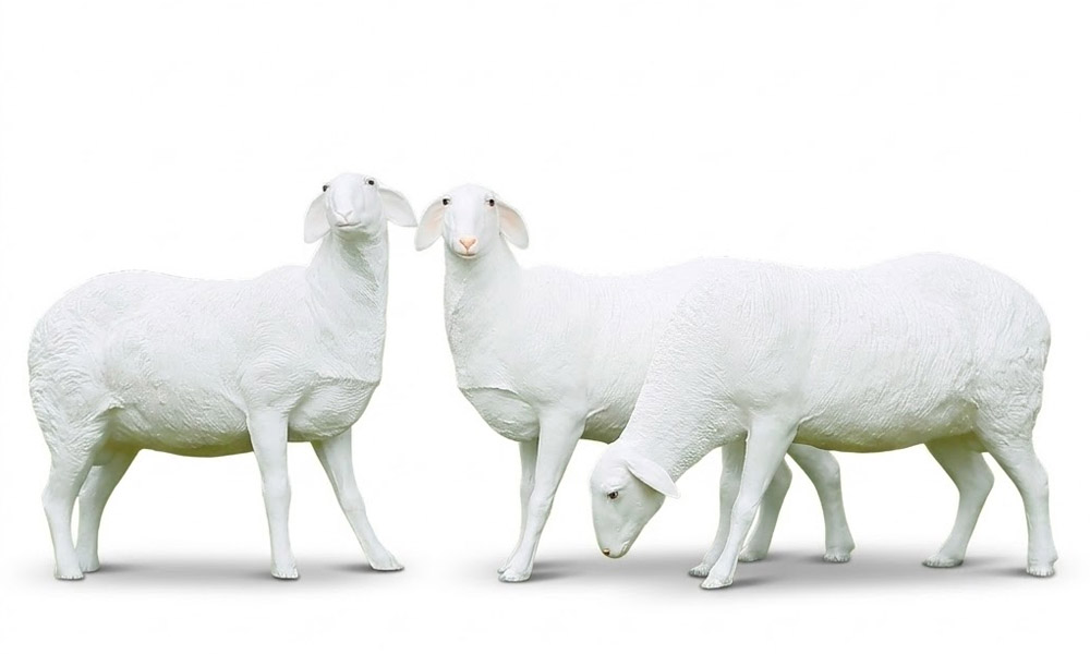 Large White Sheep Sculpture Farmhouse Style Outdoor Patio Decor