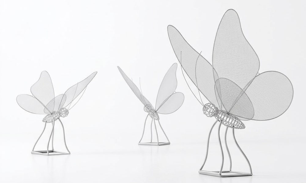 Metal Wire Mesh Butterfly Sculpture Outdoor Garden Art