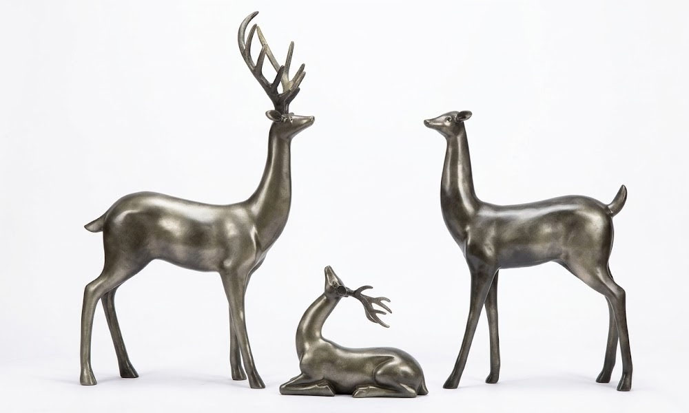 Antique Bronze Finish Resin Deer Statues for Outdoor