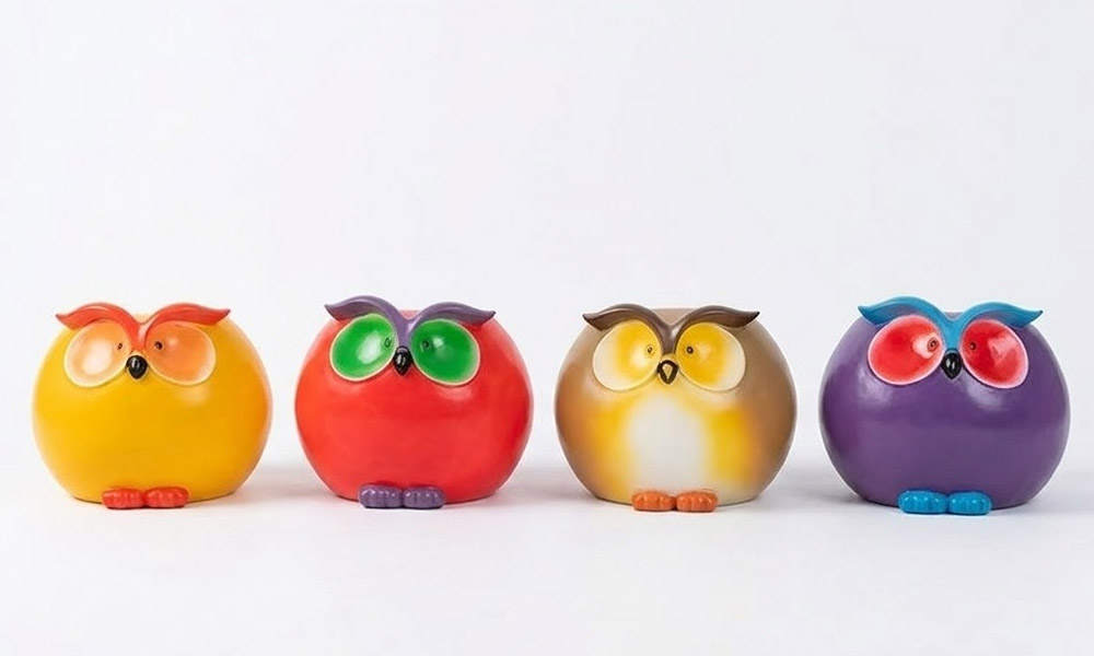 Colorful Owl Statue Seats Whimsical Owl Sculpture Stools