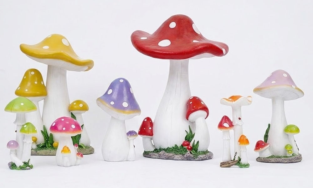 Oversized Mushroom Garden Statues Colorful Yard Art