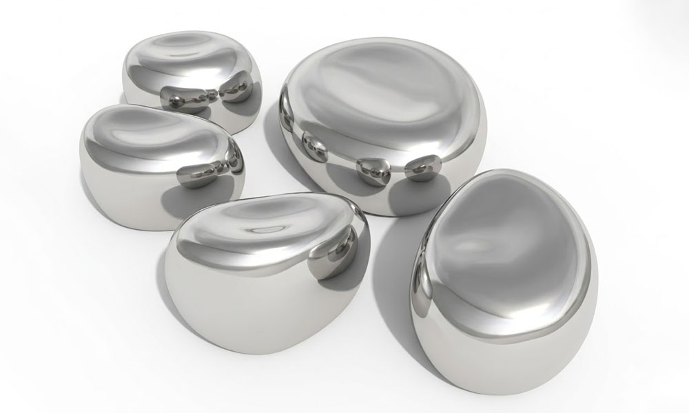 Stainless Steel Garden Sculptures Large Metal Pebbles