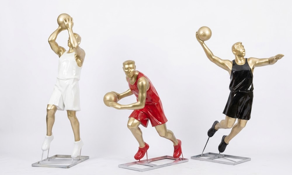 Life-Size Basketball Player Sculptures for Sports Stadiums