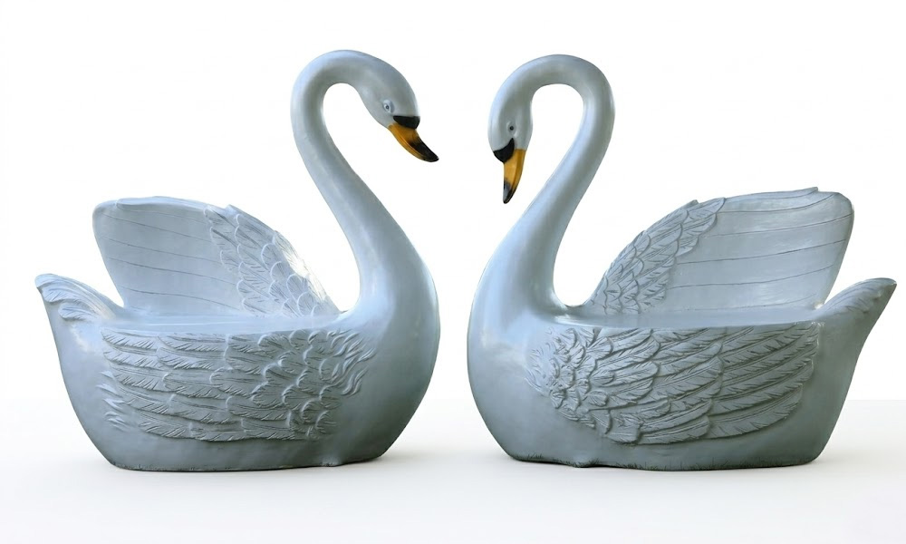 Graceful Swan Outdoor Garden Bench Functional Art Seating