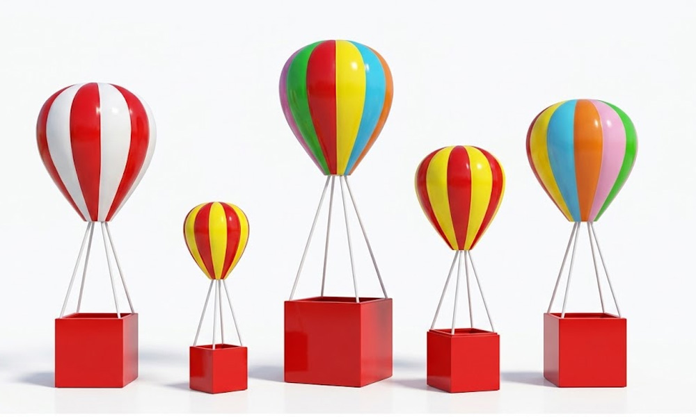 Decorative Hot Air Balloon Garden Statues Fiberglass Art Sculpture