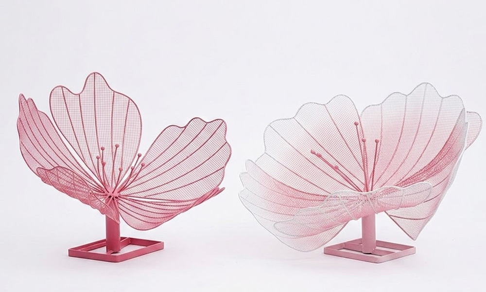 Abstract Blossom Mesh Statues Petal Wireframe Decor