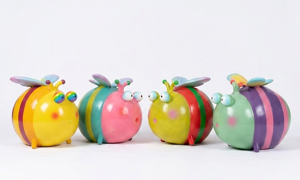 Whimsical Large Resin Bee Garden Statues