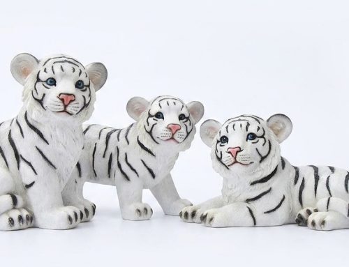 Realistic White Tiger Cub Garden Statues Zoo & Park Decor