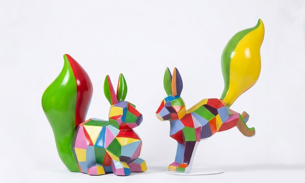 Faceted Multi-Color Resin Animal Statues Outdoor Art