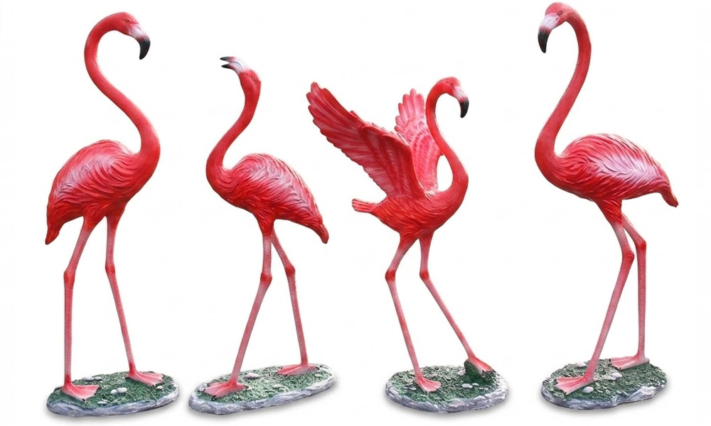 Life-Size Fiberglass Flamingo Statues for Luxury Resort Landscaping