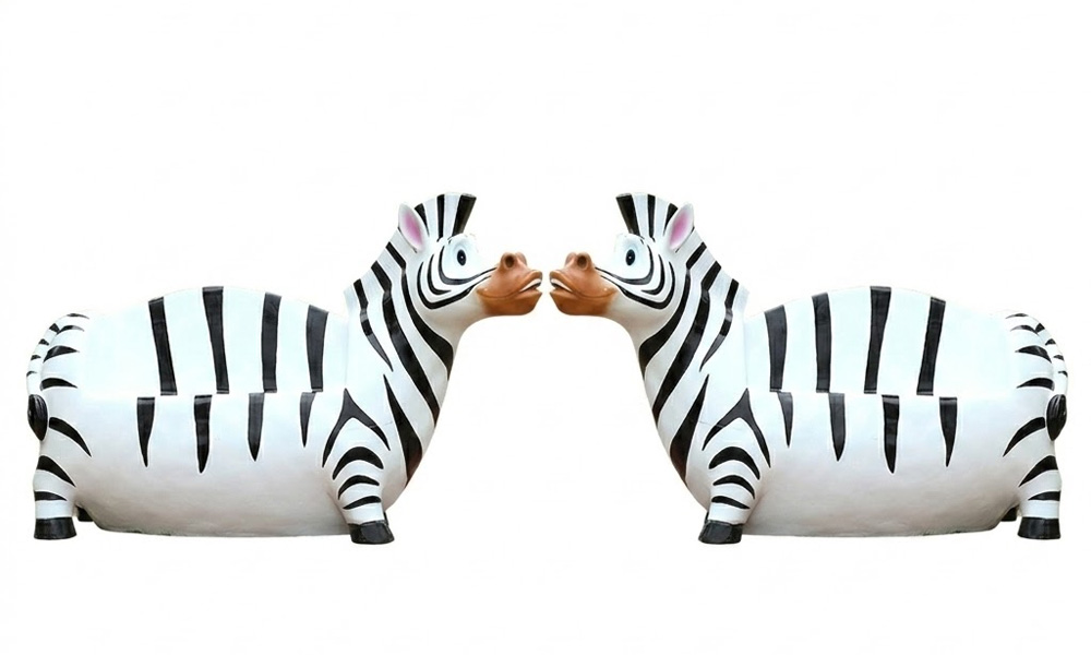 Cartoon Zebra Animal Bench Fiberglass Sculpture & Furniture