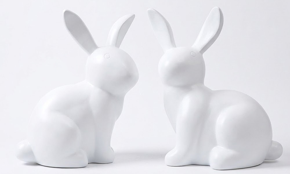 Large Modern White Rabbit Garden Statues Custom Sculptures