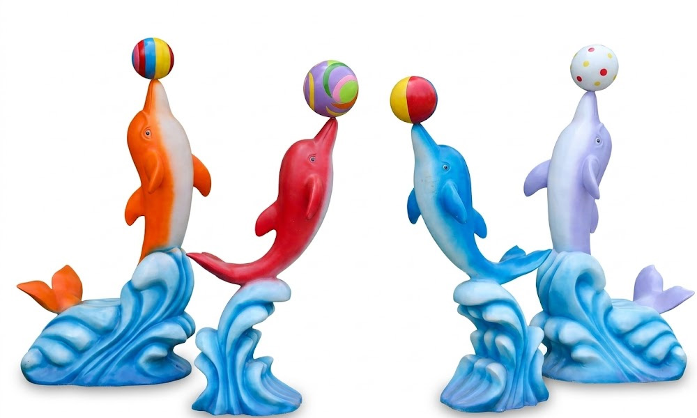 Large Double Dolphin Sculpture for Hotel Lobby & Poolside