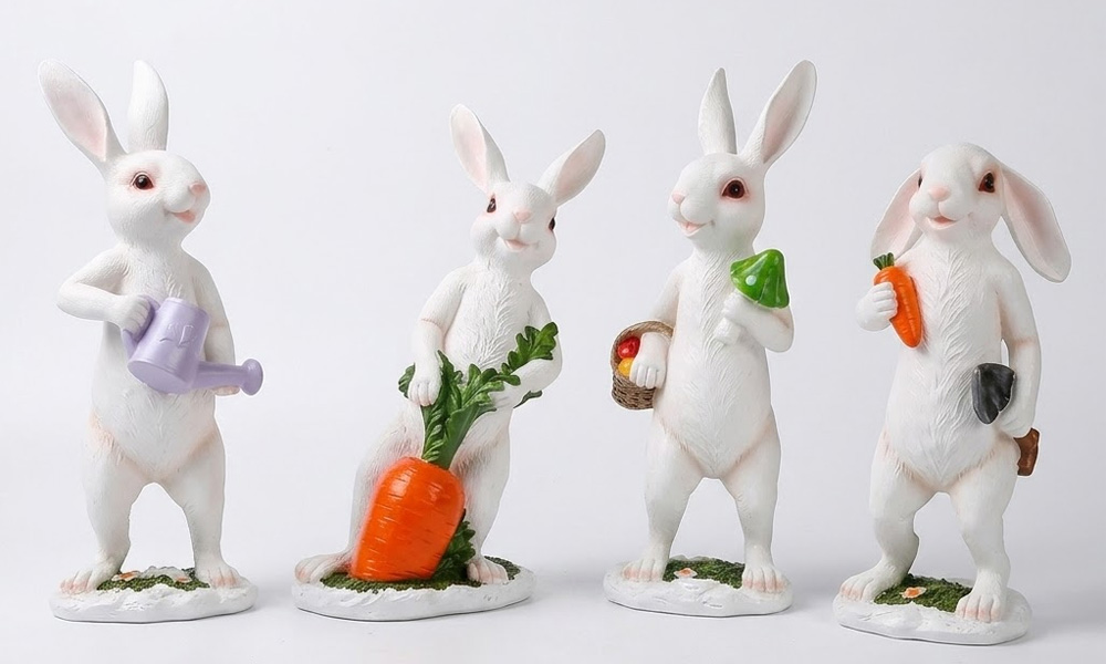 Large White Resin Rabbit Statue Unique Outdoor Decor