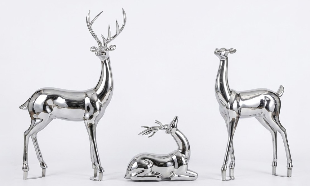 Modern Stainless Steel Deer Sculpture for Luxury Gardens