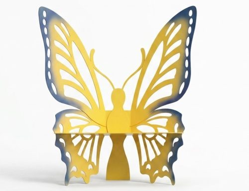 Modern Butterfly Metal Bench Sculpture for Outdoor Decor