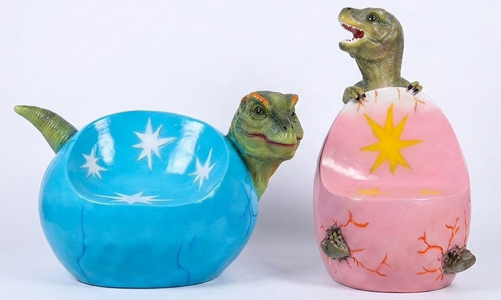 Realistic Dinosaur Egg Statue Chairs for Kids’ Outdoor Decor