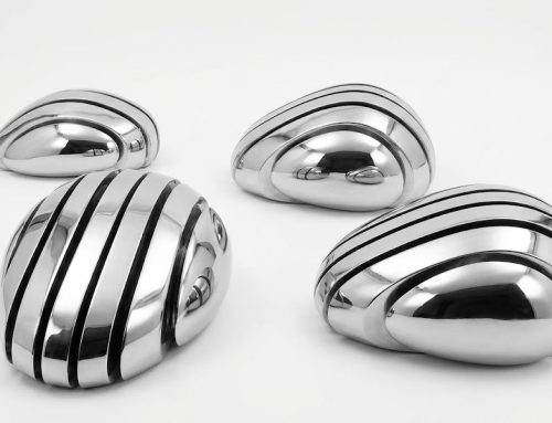 Stainless Steel Pebble Sculpture Custom Metal Garden Stone Art