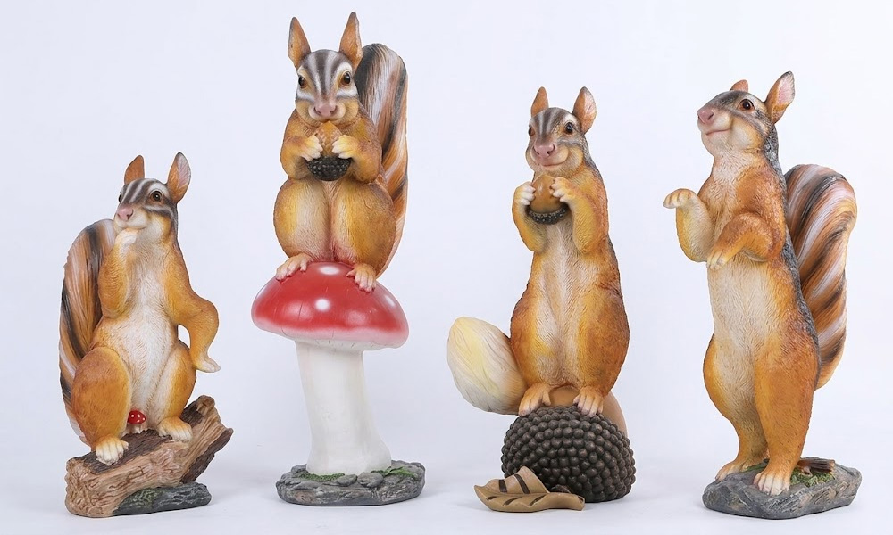 Resin Squirrel Garden Statue Life-Size Forest Animal Sculptures