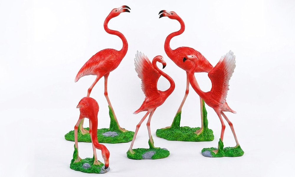 Lifelike Flamingo Garden Statues for Botanical Park Landmarks