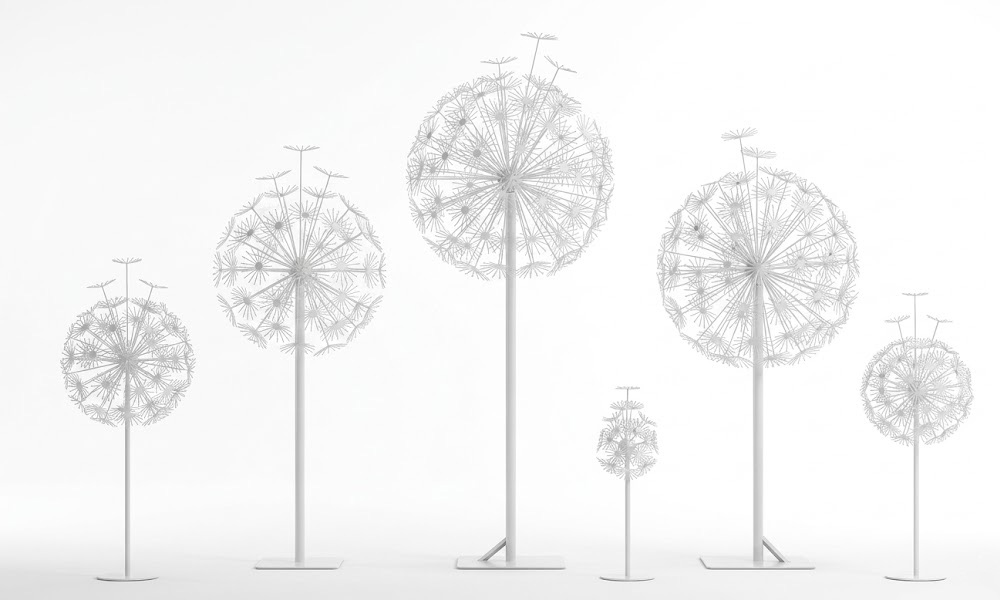 Modern Wireframe Dandelion Garden Sculpture