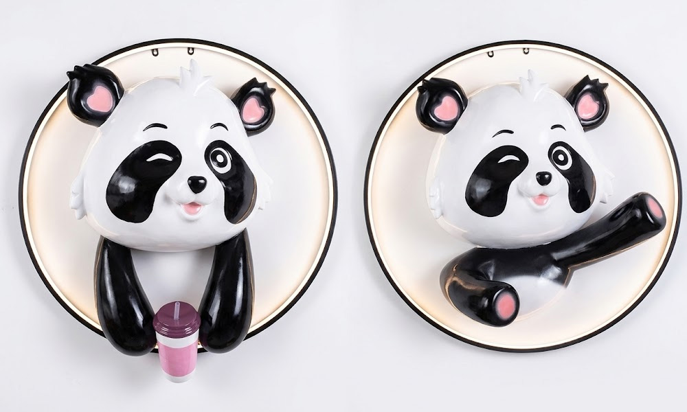 3D Animal Wall Sculpture Minimalist Panda Commercial Decor