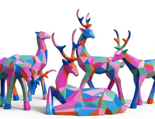 Geometric Colorful Deer Statues for Modern Garden Landscape