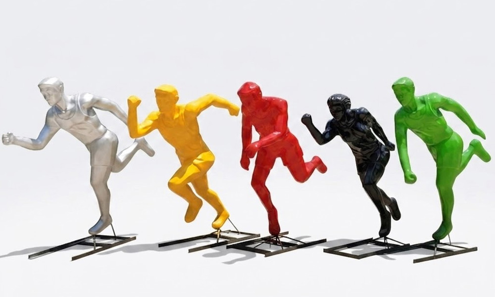 Athletic Runner Statues Fiberglass Public Park Sculptures