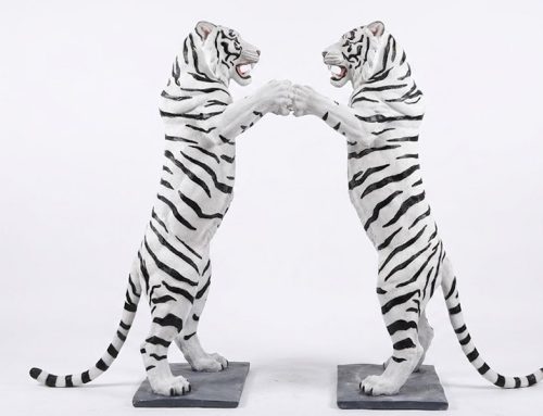 Realistic White Tiger Sculptures for Botanical Garden Landmarks