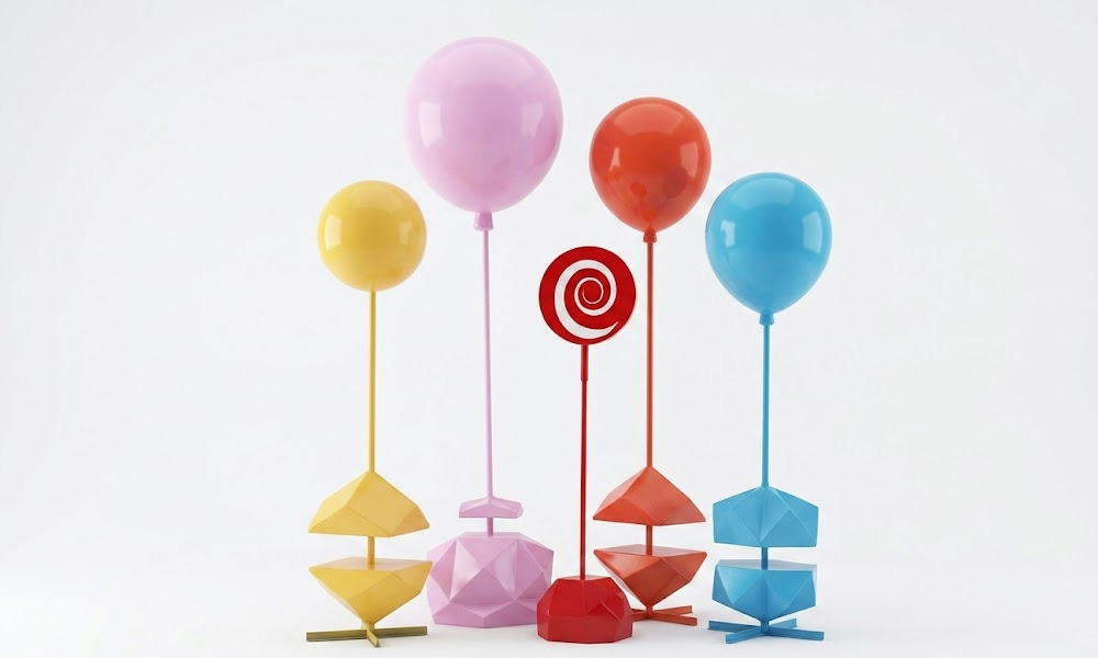 Whimsical Giant Lollipop and Balloon Outdoor Decor for Resorts