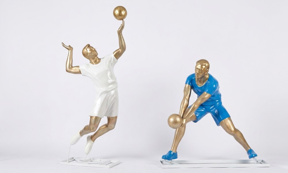 Custom Resin Volleyball Athlete Sculptures for Sports Complexes