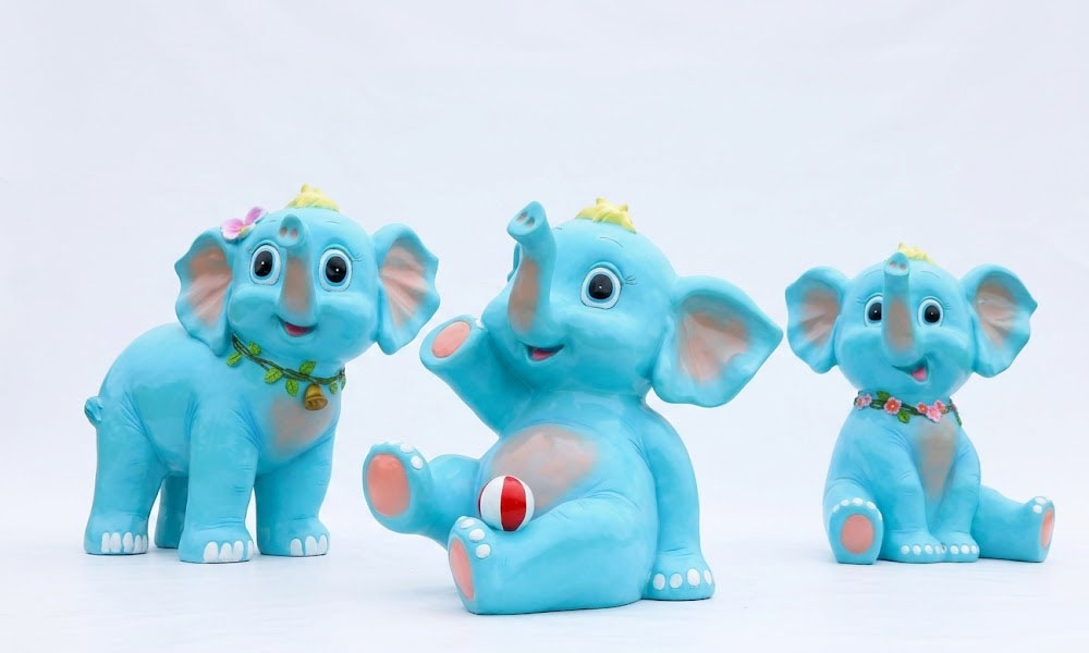 Playful Elephant Statues Custom Cartoon Animal Sculptures